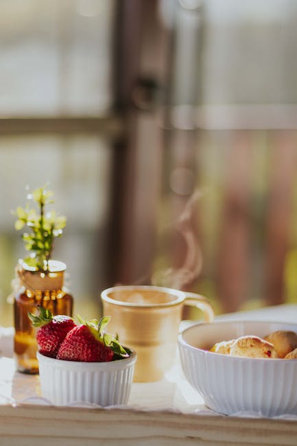 Food Aesthetics - Inviting setup of fresh strawberries, cookies, a #21366956
