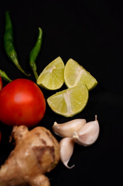 Food Aesthetics - Close-up of fresh vegetables and spices includin #23547668