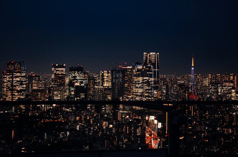 City Architecture - Night view of Tokyo's illuminated skyline featur #31006029