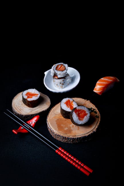 Food Aesthetics - Artistic display of sushi rolls and salmon nigir #31286799