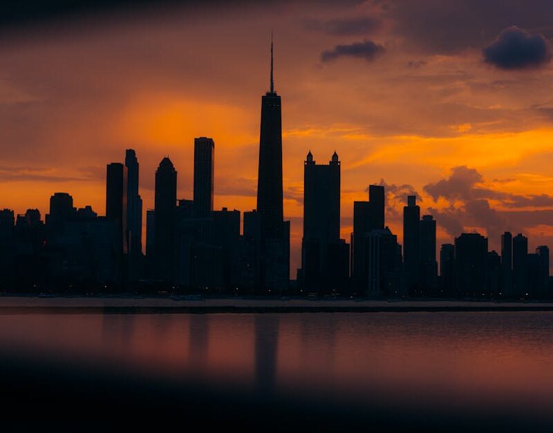 City Architecture - Stunning silhouette of the Chicago skyline with  #33927958