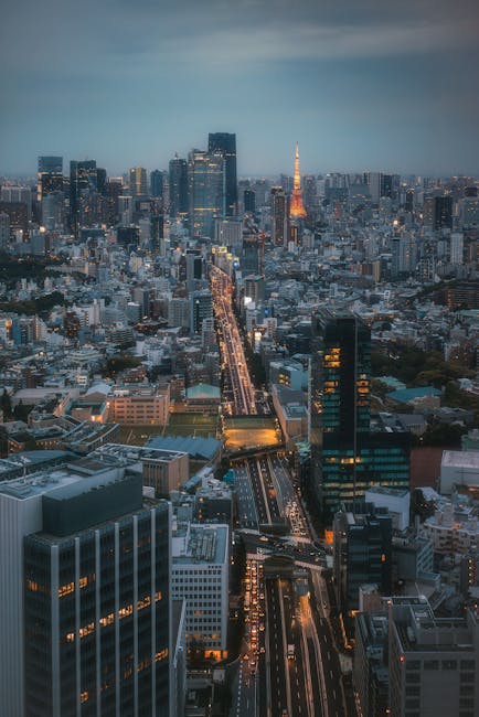City Architecture - A stunning view of Tokyo's skyline at twilight,  #35175267