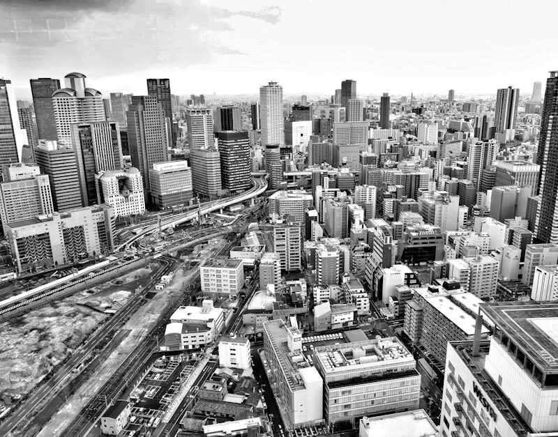 City Architecture - Monochrome aerial view capturing the vast skylin #4520530