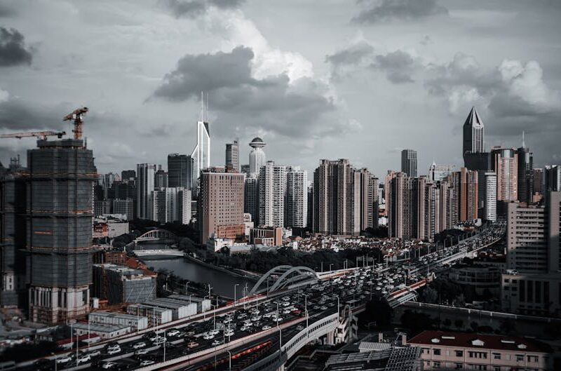 City Architecture - A vibrant cityscape featuring a modern skyline w #5132764