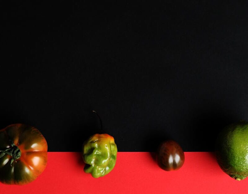 Food Aesthetics - Artistic arrangement of varied fruits on a vibra #5701887