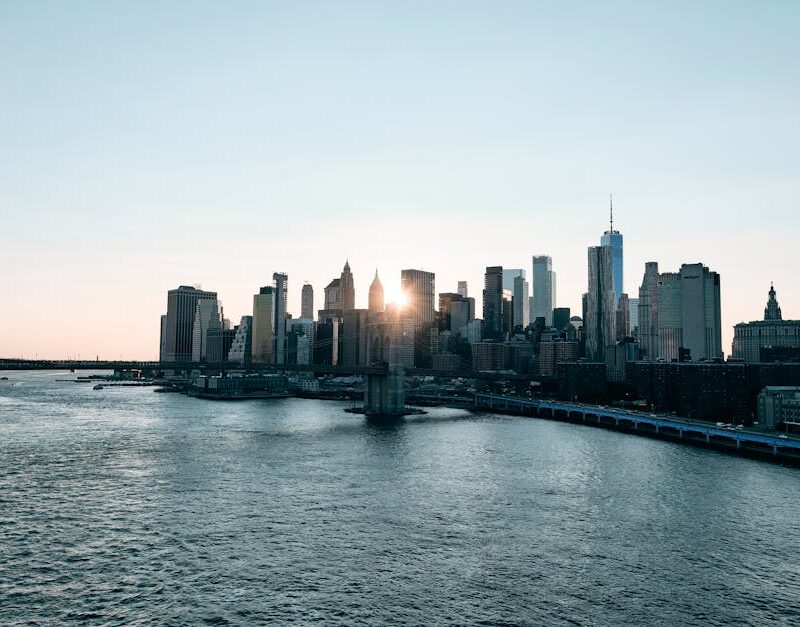 City Architecture - Stunning sunrise over New York City's skyline an #9609299