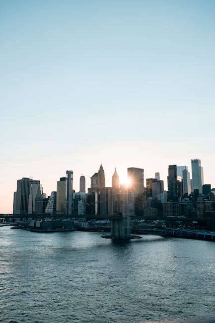 City Architecture - Sunrise view of the New York City skyline with i #9609301